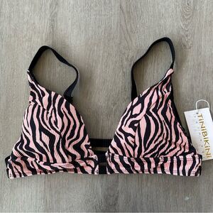 TiniBikini Bikini Swimsuit Top Pink Black Zebra Print Women’s XL NEW